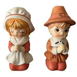 Brinn's PGH PA Pilgrim Boy and Girl Praying Thanksgiving Porcelain Figurines